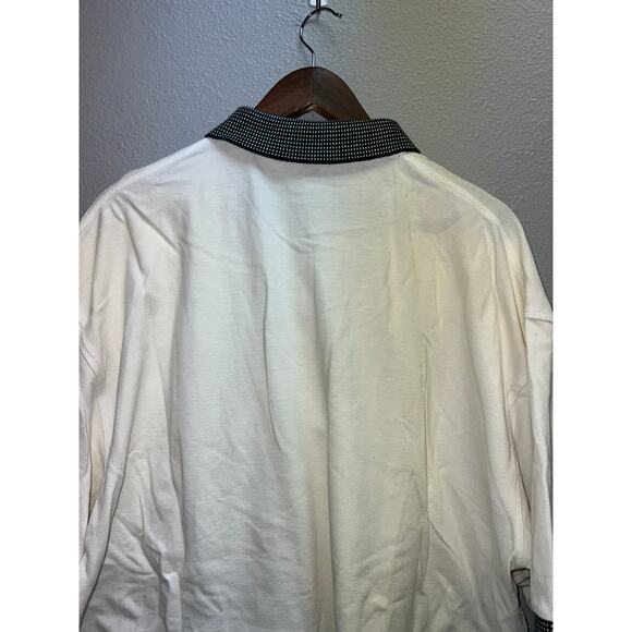 Vintage Antigua Polo Shirt White Green Checkered Sleeves Collared 100% Cotton 2X - Picture 7 of 9